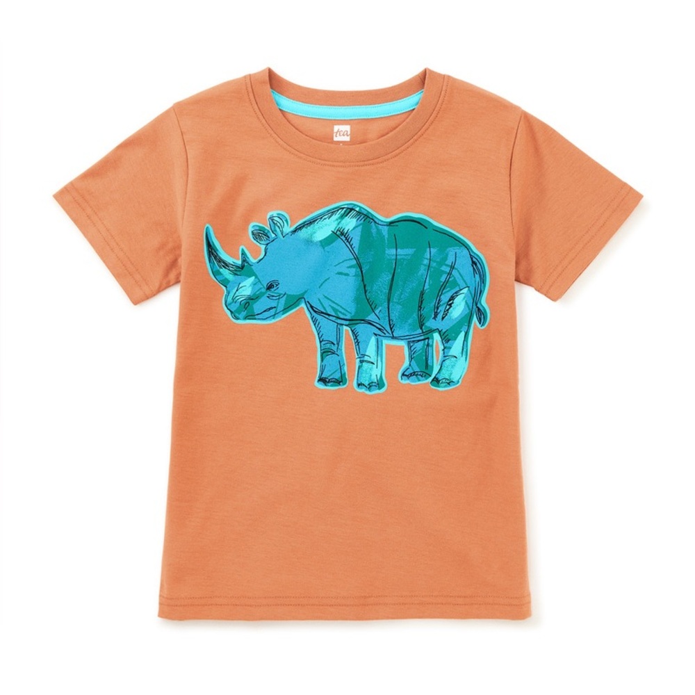 NWOT Tea Collection Rhino Graphic Tee Orange Size 8